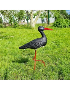 Kleiner Schwarz Storch Figur H: 46cm Gartenfigur Statue Skulptur