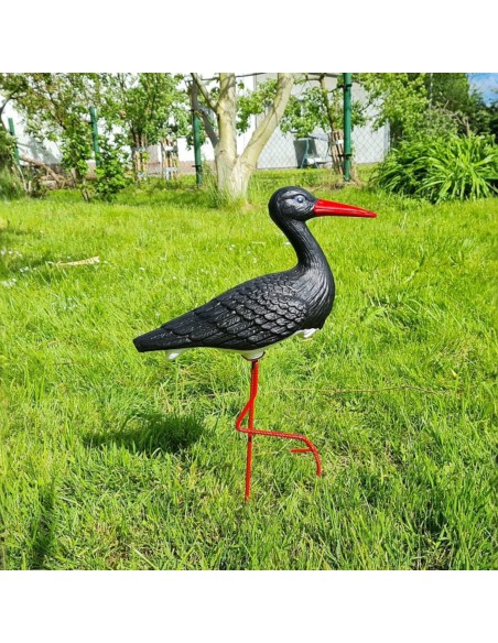 Kleiner Schwarz Storch Figur H: 46cm Gartenfigur Statue Skulptur