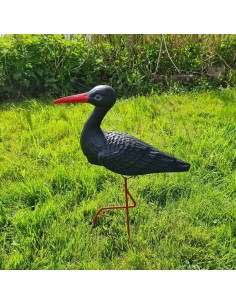 Kleiner Schwarz Storch Figur H: 46cm Gartenfigur Statue Skulptur 2