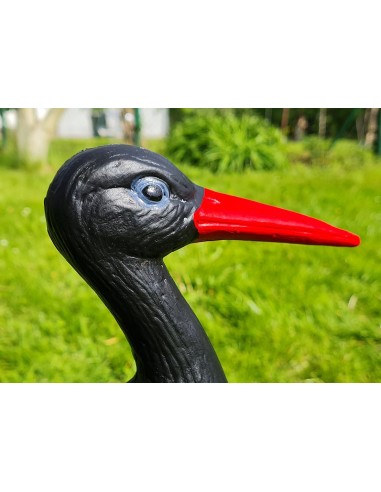 Kleiner Schwarz Storch Figur H: 46cm Gartenfigur Statue Skulptur