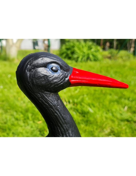 Kleiner Schwarz Storch Figur H: 46cm Gartenfigur Statue Skulptur
