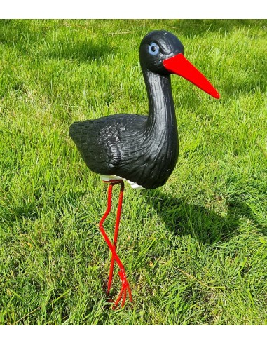 Kleiner Schwarz Storch Figur H: 46cm Gartenfigur Statue Skulptur