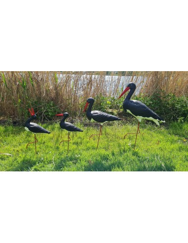 Kleiner Schwarz Storch Figur H: 46cm Gartenfigur Statue Skulptur