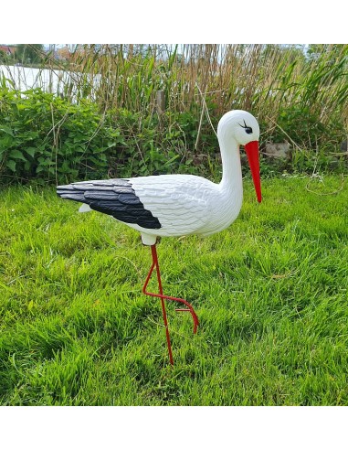 Mittelgroßer Storch Figur H: 75cm Gartenfigur Statue Skulptur