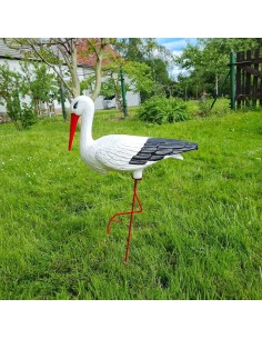 Mittelgroßer Storch Figur H: 75cm Gartenfigur Statue Skulptur 2