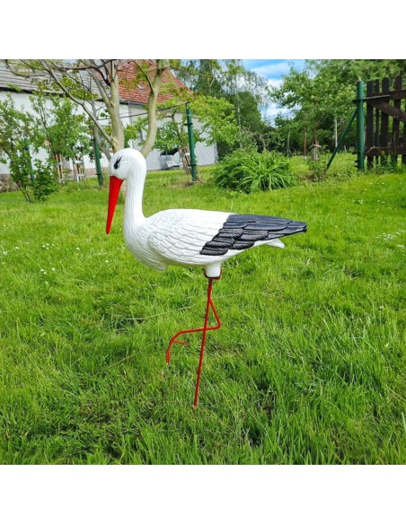 Mittelgroßer Storch Figur H: 75cm Gartenfigur Statue Skulptur