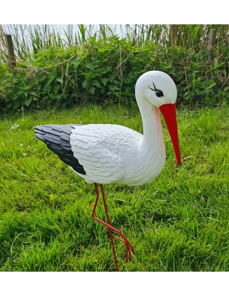 Mittelgroßer Storch Figur H: 75cm Gartenfigur Statue Skulptur