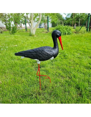 Mittelgroßer Schwarz Storch Figur H: 75cm Gartenfigur Statue Skulptur