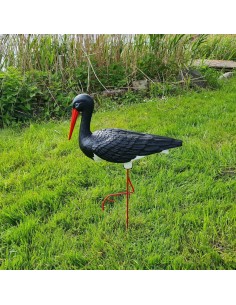 Mittelgroßer Schwarz Storch Figur H: 75cm Gartenfigur Statue Skulptur 2