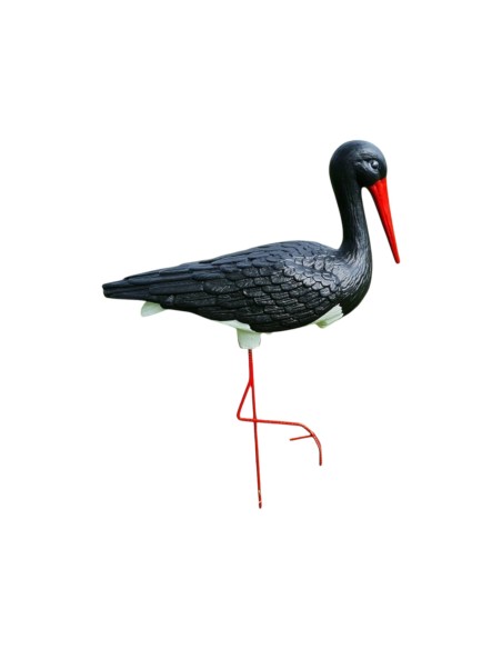 Mittelgroßer Schwarz Storch Figur H: 75cm Gartenfigur Statue Skulptur