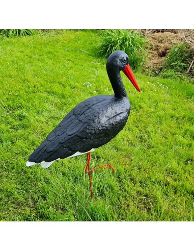 Großer Schwarz Storch Figur H: 88cm Gartenfigur Statue Skulptur