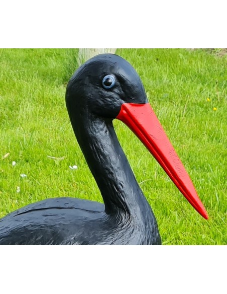 Großer Schwarz Storch Figur H: 88cm Gartenfigur Statue Skulptur