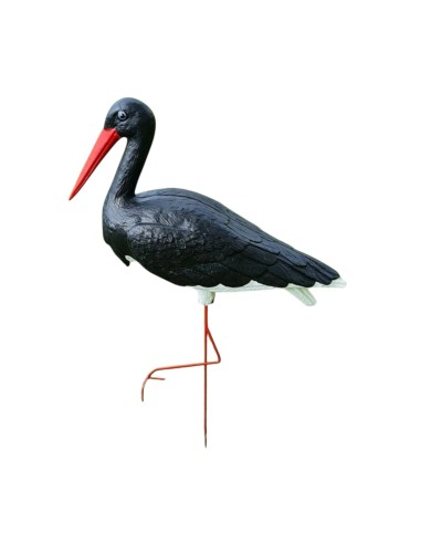 Großer Schwarz Storch Figur H: 88cm Gartenfigur Statue Skulptur
