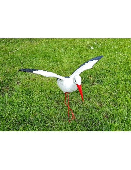 Mittelgroßer Fliegend Storch Figur H: 75cm Gartenfigur Statue Skulptur