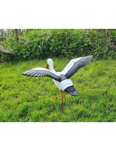 Mittelgroßer Fliegend Storch Figur H: 75cm Gartenfigur Statue Skulptur