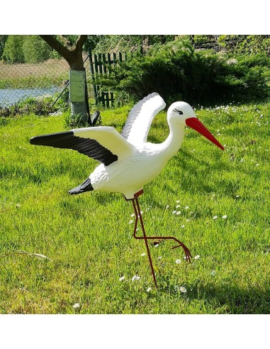 Mittelgroßer Fliegend Storch Figur H: 75cm Gartenfigur Statue Skulptur