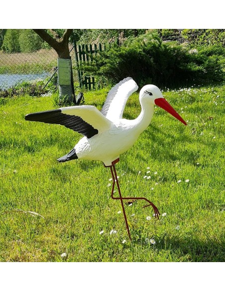 Mittelgroßer Fliegend Storch Figur H: 75cm Gartenfigur Statue Skulptur