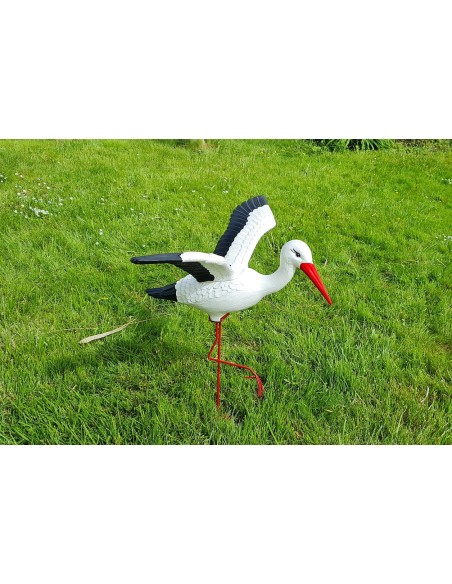 Mittelgroßer Fliegend Storch Figur H: 75cm Gartenfigur Statue Skulptur