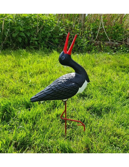 Kleiner Schwarz Storch Figur H: 57cm Klapperstorch Gartenfigur Statue Skulptur