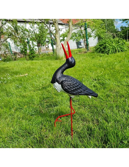 Kleiner Schwarz Storch Figur H: 57cm Klapperstorch Gartenfigur Statue Skulptur