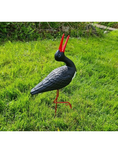 Kleiner Schwarz Storch Figur H: 57cm Klapperstorch Gartenfigur Statue Skulptur