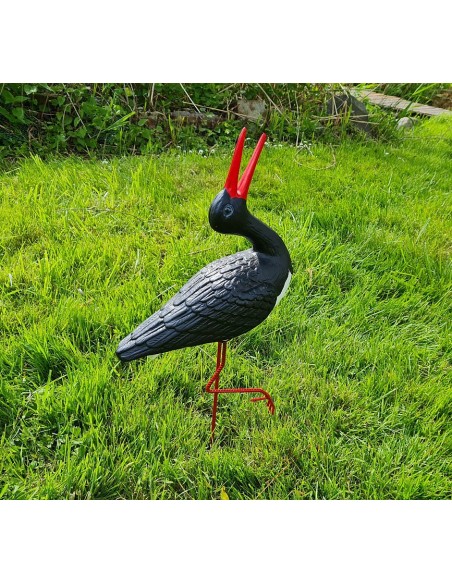 Kleiner Schwarz Storch Figur H: 57cm Klapperstorch Gartenfigur Statue Skulptur