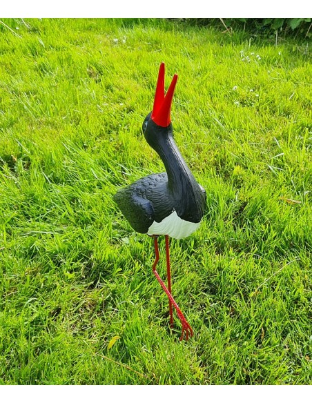 Kleiner Schwarz Storch Figur H: 57cm Klapperstorch Gartenfigur Statue Skulptur