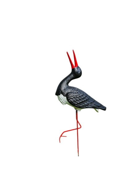 Kleiner Schwarz Storch Figur H: 57cm Klapperstorch Gartenfigur Statue Skulptur