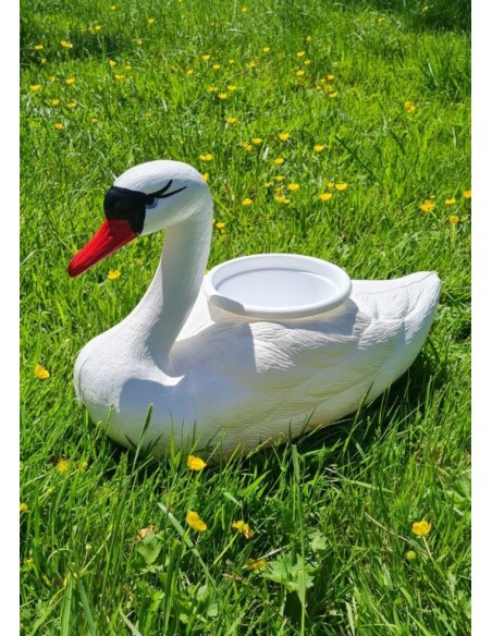 Schwan Schwimmender weißer Blumentopf H: 27cm Pflanzkübel Figur GartenfigurFigur Gartenfigur
