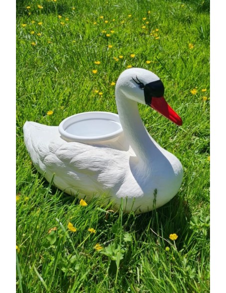 Schwan Schwimmender weißer Blumentopf H: 27cm Pflanzkübel Figur GartenfigurFigur Gartenfigur