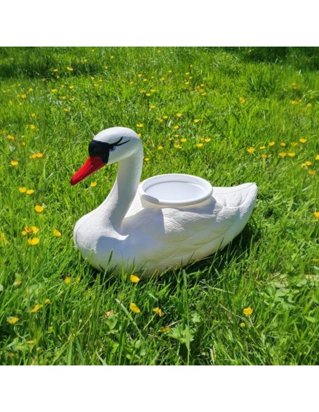 Schwan Schwimmender weißer Blumentopf H: 27cm Pflanzkübel Figur GartenfigurFigur Gartenfigur