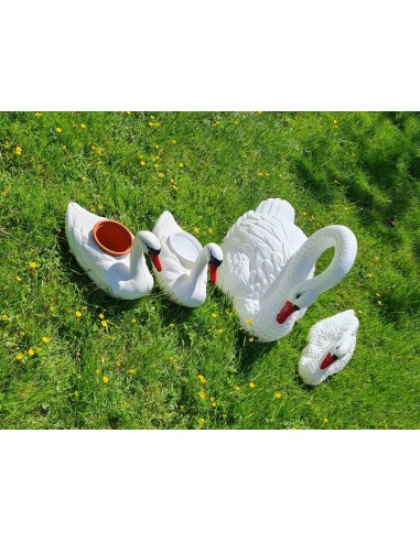 Schwan Schwimmender weißer Blumentopf H: 27cm Pflanzkübel Figur GartenfigurFigur Gartenfigur
