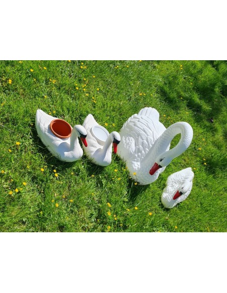 Schwan Schwimmender weißer Blumentopf H: 27cm Pflanzkübel Figur GartenfigurFigur Gartenfigur