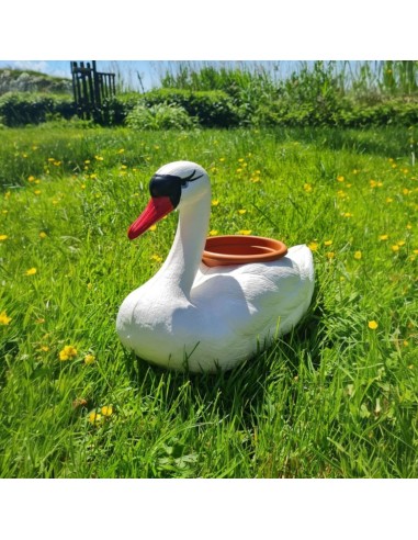 Schwan Schwimmender brauner Blumentopf H: 27cm Pflanzkübel Figur GartenfigurFigur Gartenfigur
