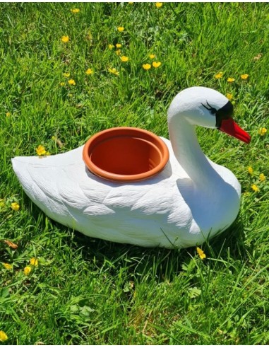 Schwan Schwimmender brauner Blumentopf H: 27cm Pflanzkübel Figur GartenfigurFigur Gartenfigur