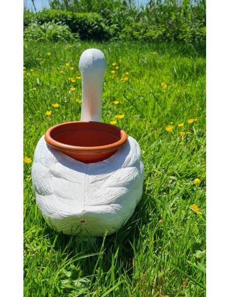 Schwan Schwimmender brauner Blumentopf H: 27cm Pflanzkübel Figur GartenfigurFigur Gartenfigur