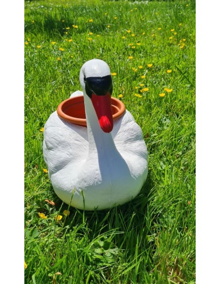 Schwan Schwimmender brauner Blumentopf H: 27cm Pflanzkübel Figur GartenfigurFigur Gartenfigur