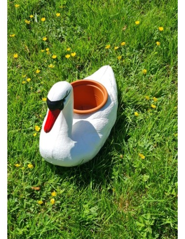 Schwan Schwimmender brauner Blumentopf H: 27cm Pflanzkübel Figur GartenfigurFigur Gartenfigur