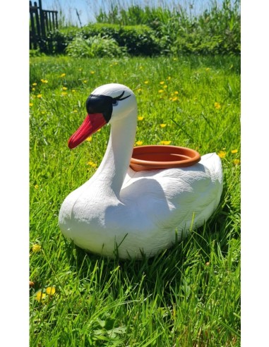 Schwan Schwimmender brauner Blumentopf H: 27cm Pflanzkübel Figur GartenfigurFigur Gartenfigur