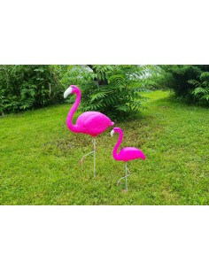 Flamingfamilie 2 Flamingos dunkel rosa Figur Gartenfigur