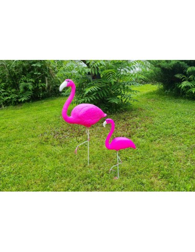 Flamingfamilie 2 Flamingos dunkel rosa Figur Gartenfigur