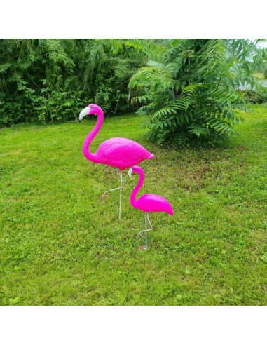 Flamingfamilie 2 Flamingos dunkel rosa Figur Gartenfigur