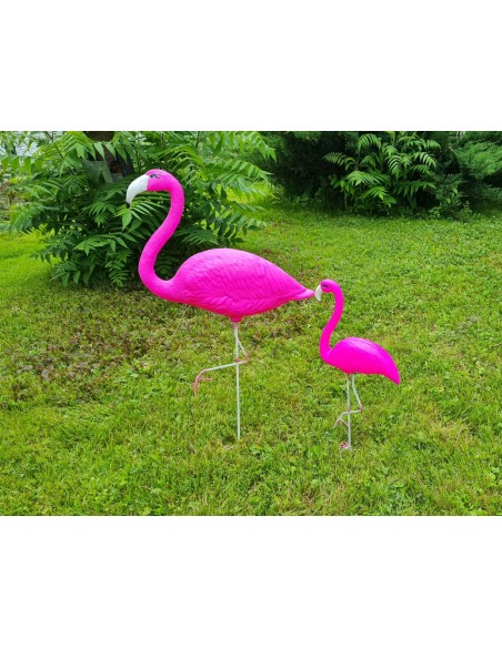 Flamingfamilie 2 Flamingos dunkel rosa Figur Gartenfigur