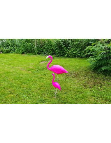 Flamingfamilie 2 Flamingos dunkel rosa Figur Gartenfigur