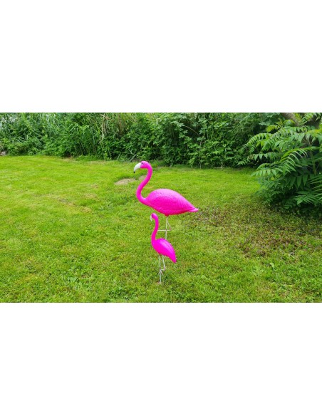 Flamingfamilie 2 Flamingos dunkel rosa Figur Gartenfigur