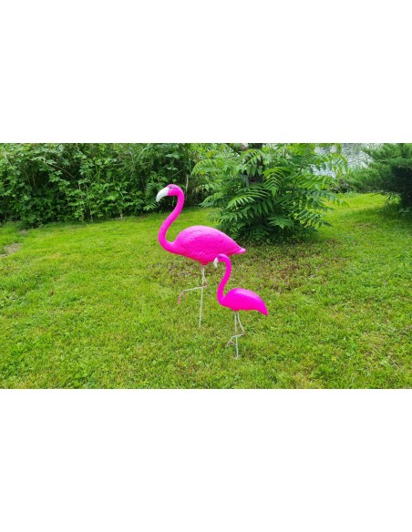 Flamingfamilie 2 Flamingos dunkel rosa Figur Gartenfigur
