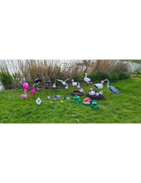 Flamingfamilie 2 Flamingos dunkel rosa Figur Gartenfigur