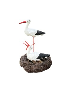 Storchennest 2x Storch Figur Familie Set Gartenfigur Statue Skulptur