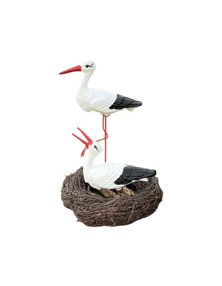 Storchennest 2x Storch Figur Familie Set Gartenfigur Statue Skulptur