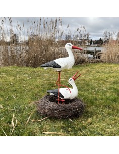 Storchennest 2x Storch Figur Familie Set Gartenfigur Statue Skulptur 2